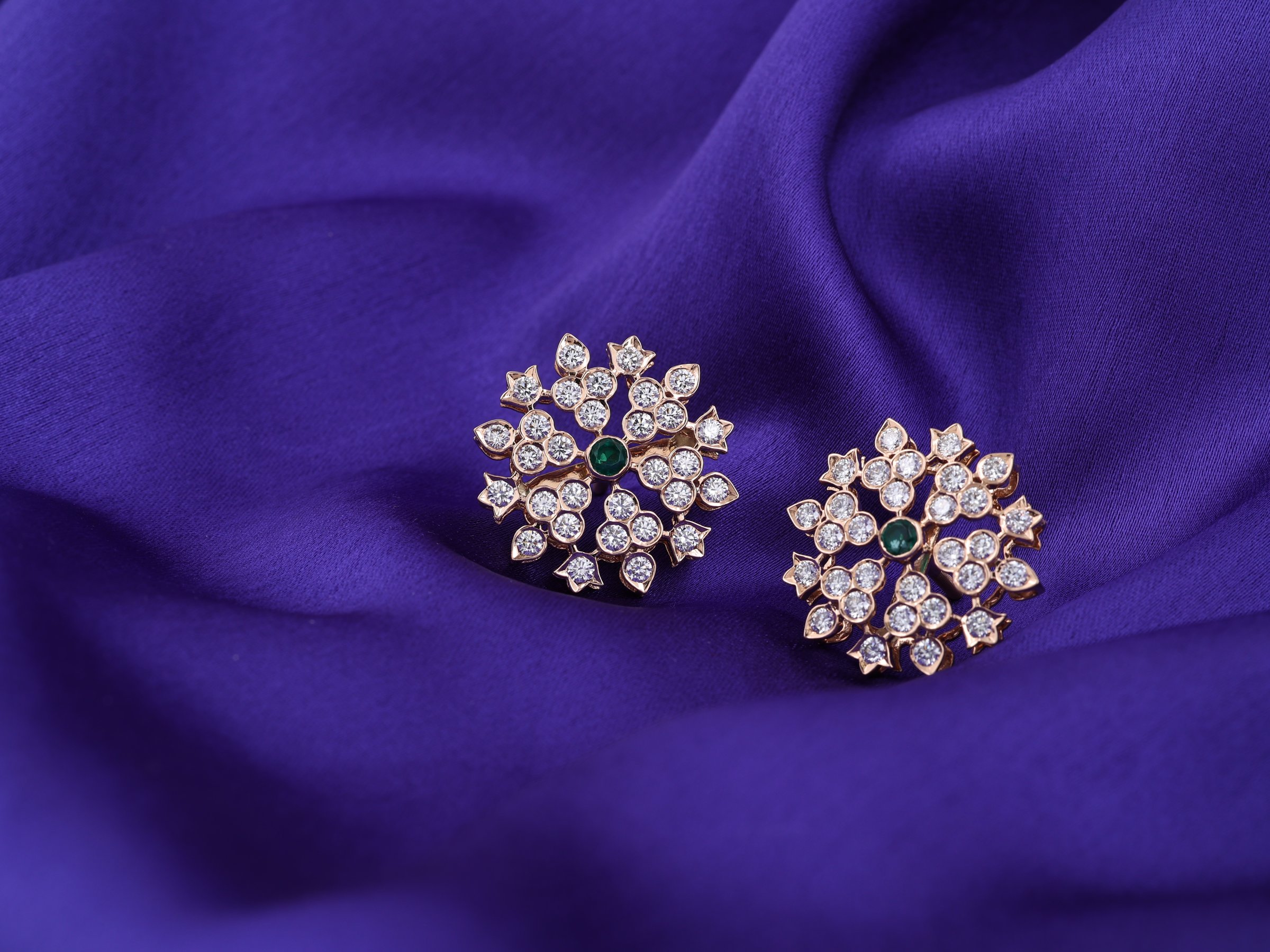 Floral  Diamond- Style Stud Earrings